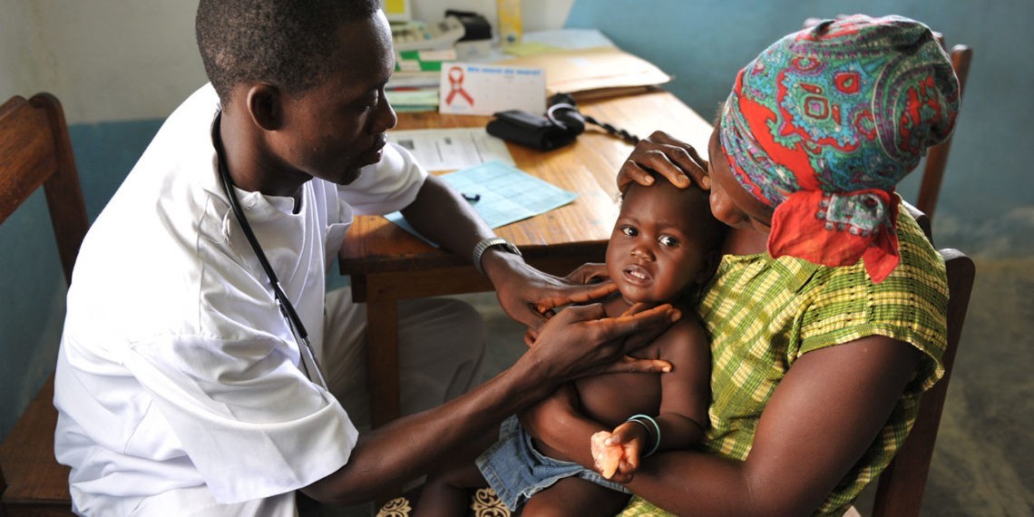 Mother and child at health clinic