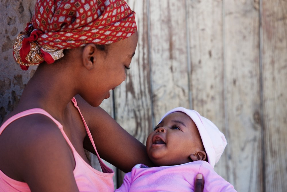 Sarah with her baby